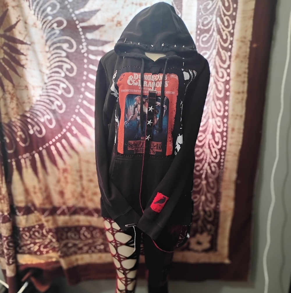 Black Graphic Stranger Things Hoodie , Reworked By Me 🖤